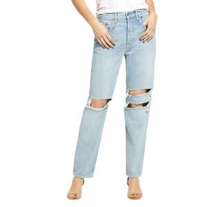 GRLFRND Isabeli High Waist Distressed Straight Leg Jeans in Wish You Would